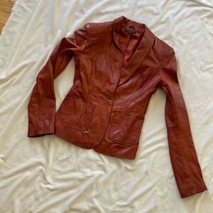 Rachel Zoe Red Leather Jacket Sleek Tailored Design